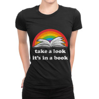 Take A Look It's In A Book Reading Vintage Retro Rainbow Raglan Baseba Ladies Fitted T-shirt | Artistshot