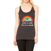 Take A Look It's In A Book Reading Vintage Retro Rainbow Raglan Baseba Racerback Tank | Artistshot