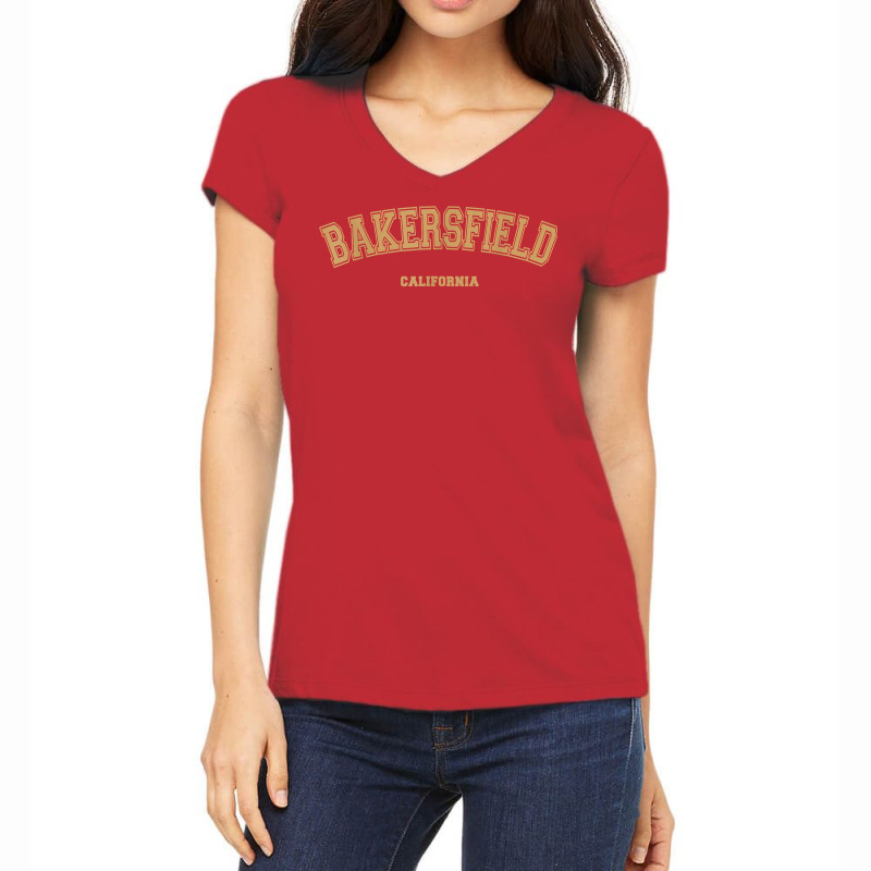 Bakersfield Sports College Style On Bakersfield T Shirt Women's V-Neck T-Shirt by cm-arts | Artistshot