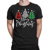 Merry Christmas Tree Buffalo Plaid Red White Green Light Top Long Slee T-shirt | Artistshot