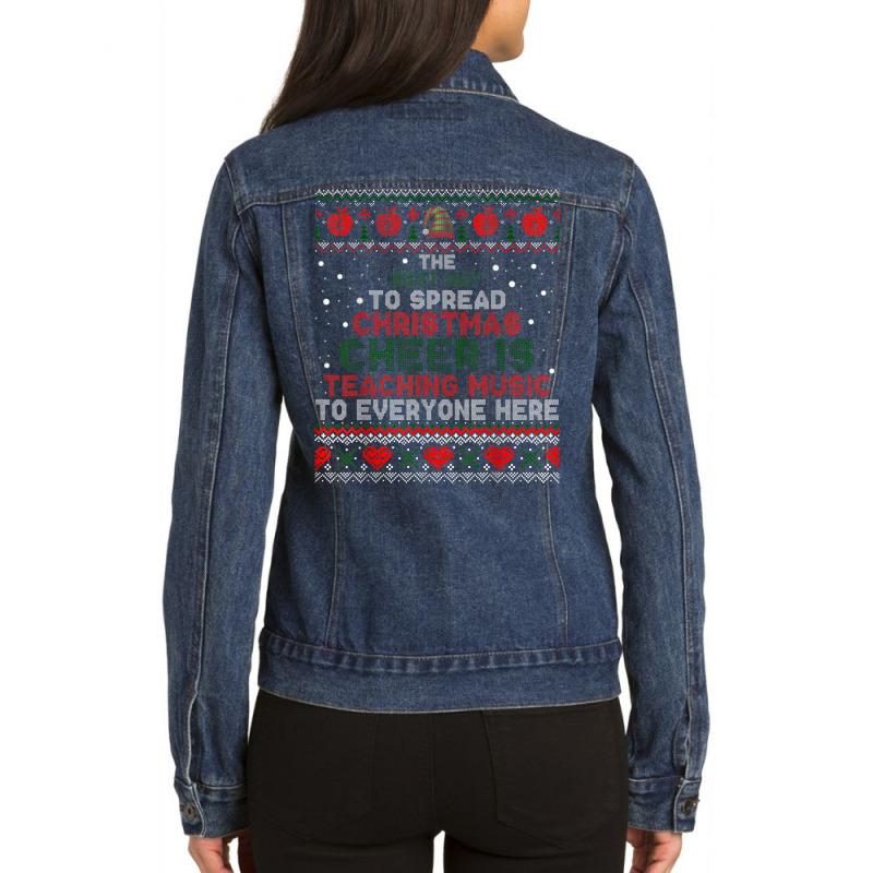 Music Teacher Christmas Elf Cheer Ladies Denim Jacket by kakashop | Artistshot