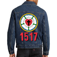 Lutheran 1517 Protestant Reformation Martin Luther Rose Men Denim Jacket | Artistshot