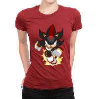 Black Super Hedgehog Running Forward Ladies Fitted T-shirt | Artistshot