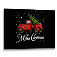 Merry Christmas Truck Red With Tree Xmas Pajama Funny Gifts Tank Top Metal Print Horizontal | Artistshot