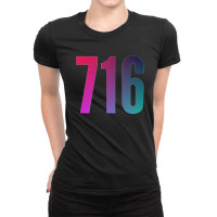 716 Area Code Zip Code Location Blue Pink Gradient Ladies Fitted T-shirt | Artistshot