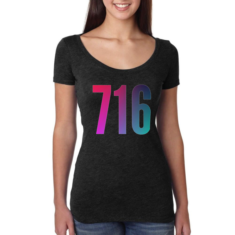 716 Area Code Zip Code Location Blue Pink Gradient Women's Triblend Scoop T-shirt by cm-arts | Artistshot