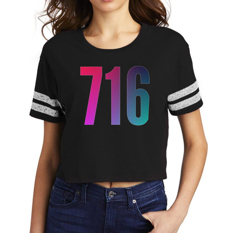 716 Area Code Zip Code Location Blue Pink Gradient Scorecard Crop Tee by cm-arts | Artistshot