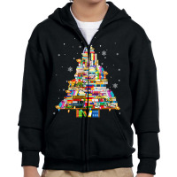 Christmas Library Tree Lights For Librarian And Book Lover T Shirt Youth Zipper Hoodie | Artistshot