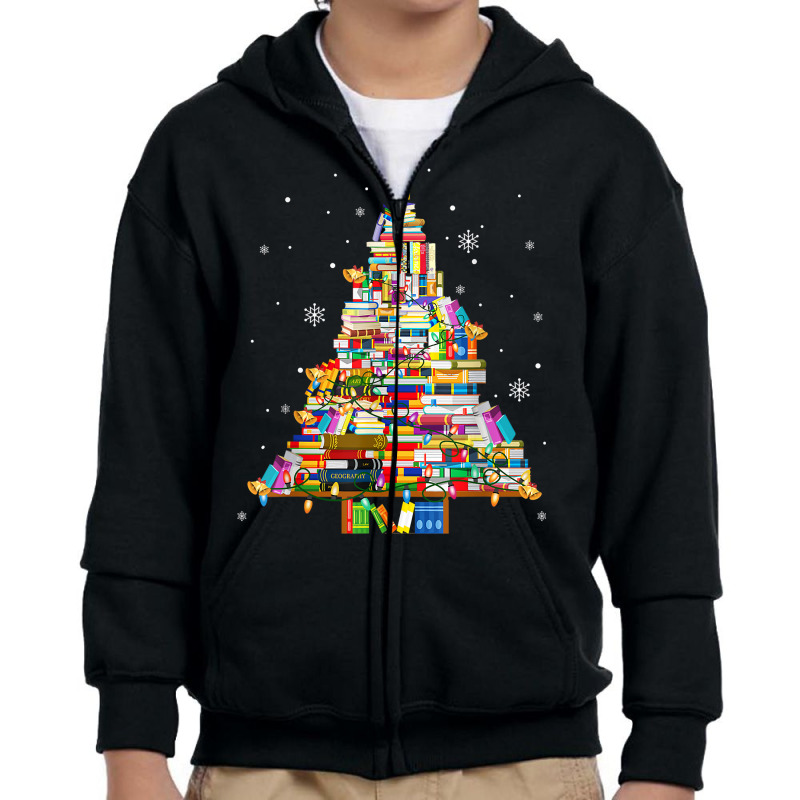 Christmas Library Tree Lights For Librarian And Book Lover T Shirt Youth Zipper Hoodie by cm-arts | Artistshot