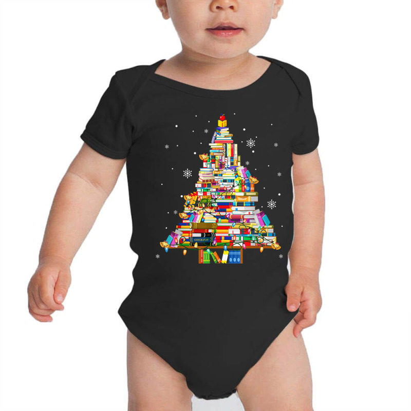 Christmas Library Tree Lights For Librarian And Book Lover T Shirt Baby Bodysuit by cm-arts | Artistshot