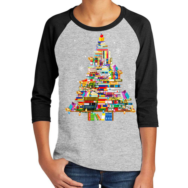 Christmas Library Tree Lights For Librarian And Book Lover T Shirt Youth 3/4 Sleeve by cm-arts | Artistshot