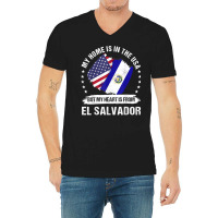 American Patriot El Salvador Flag American Salvadoran Roots T Shirt V-neck Tee | Artistshot