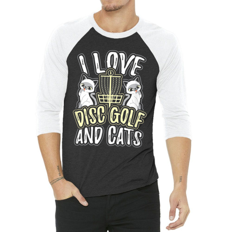 I Love Disc Golf Cats Cute Kitty Cat Feline Gift 3/4 Sleeve Shirt | Artistshot