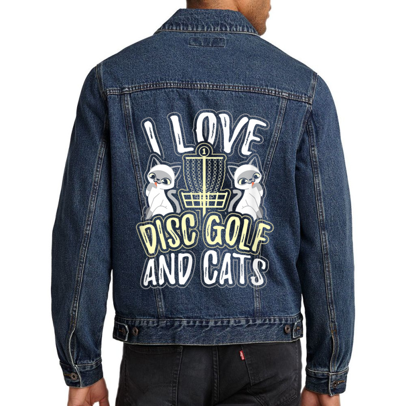 I Love Disc Golf Cats Cute Kitty Cat Feline Gift Men Denim Jacket | Artistshot