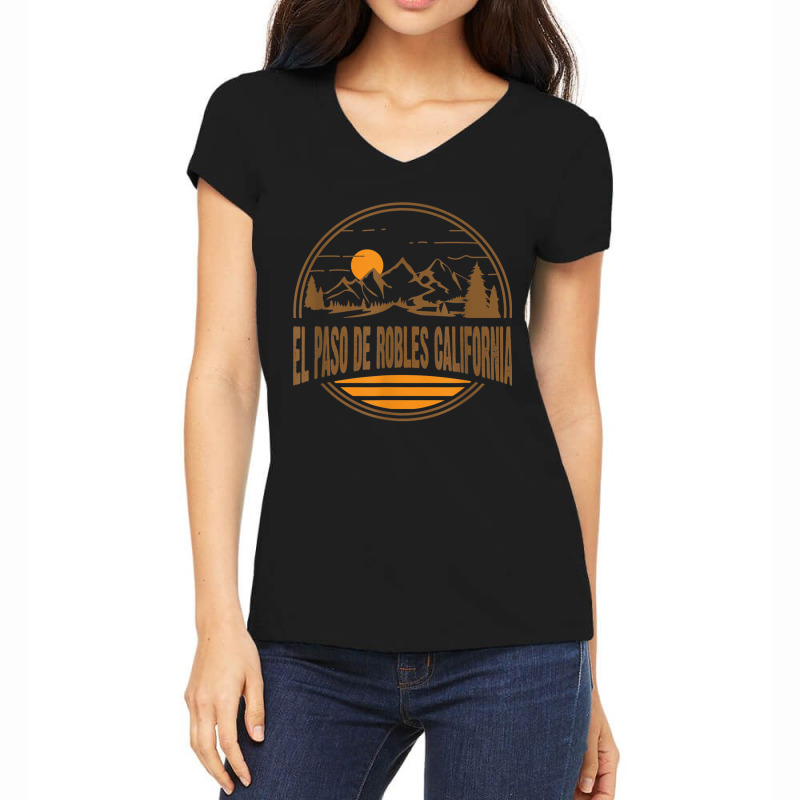 Vintage El Paso De Robles California Mountain Hiking Print Women's V-Neck T-Shirt by StarActon | Artistshot