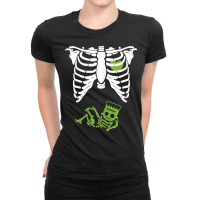 Womens Baby Frankenstein Skeleton Maternity Pregnant Mom Halloween T S Ladies Fitted T-shirt | Artistshot