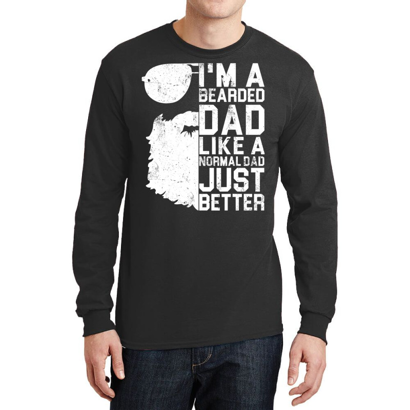 Mens Bearded Dad Beard Humor Father's Day Long Sleeve Shirts by cm-arts | Artistshot