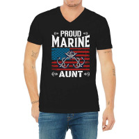 Marine Aunt Proud Marine Aunt United States Of America Military V-neck Tee | Artistshot