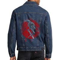 Halloween Raven Red Moon Spooky Night Crow Men Denim Jacket | Artistshot