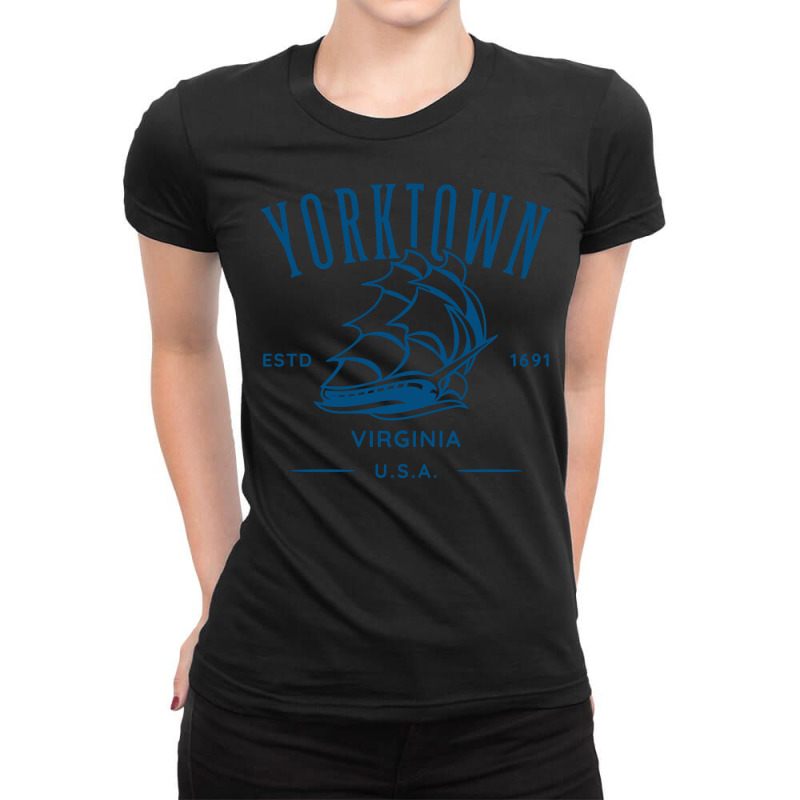 Yorktown Virginia Old Tall Sailing Ship Design Pullover Hoodie Ladies Fitted T-Shirt by haitequila | Artistshot