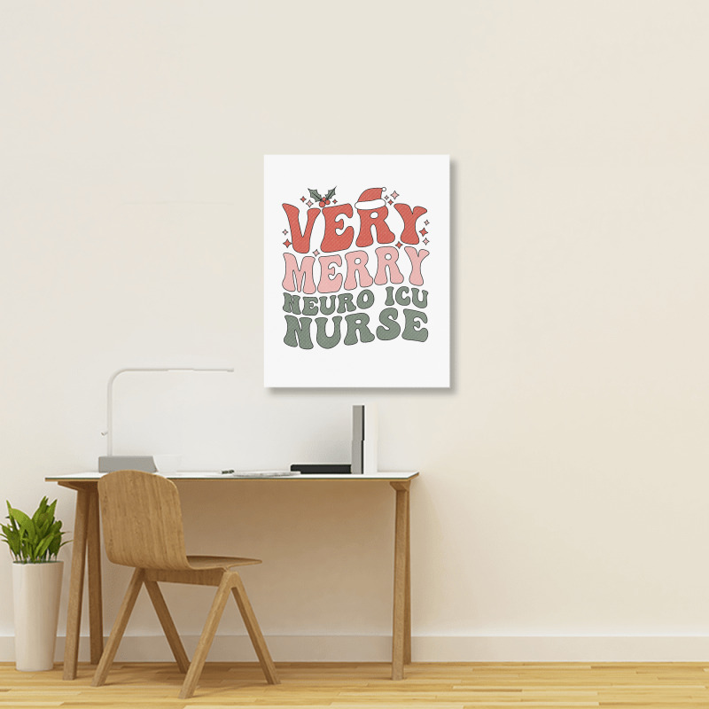 Merry Neuro Icu Nurse Christmas Neuro Icu Nursing Xmas Party Premium T Portrait Canvas Print | Artistshot