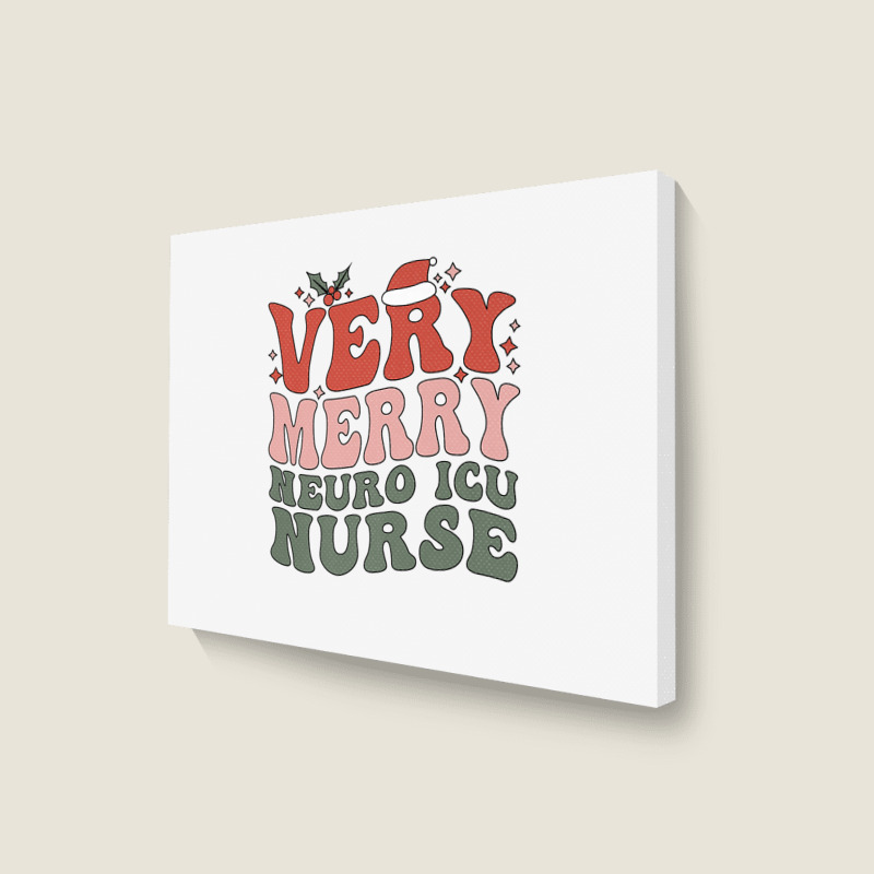 Merry Neuro Icu Nurse Christmas Neuro Icu Nursing Xmas Party Premium T Landscape Canvas Print | Artistshot