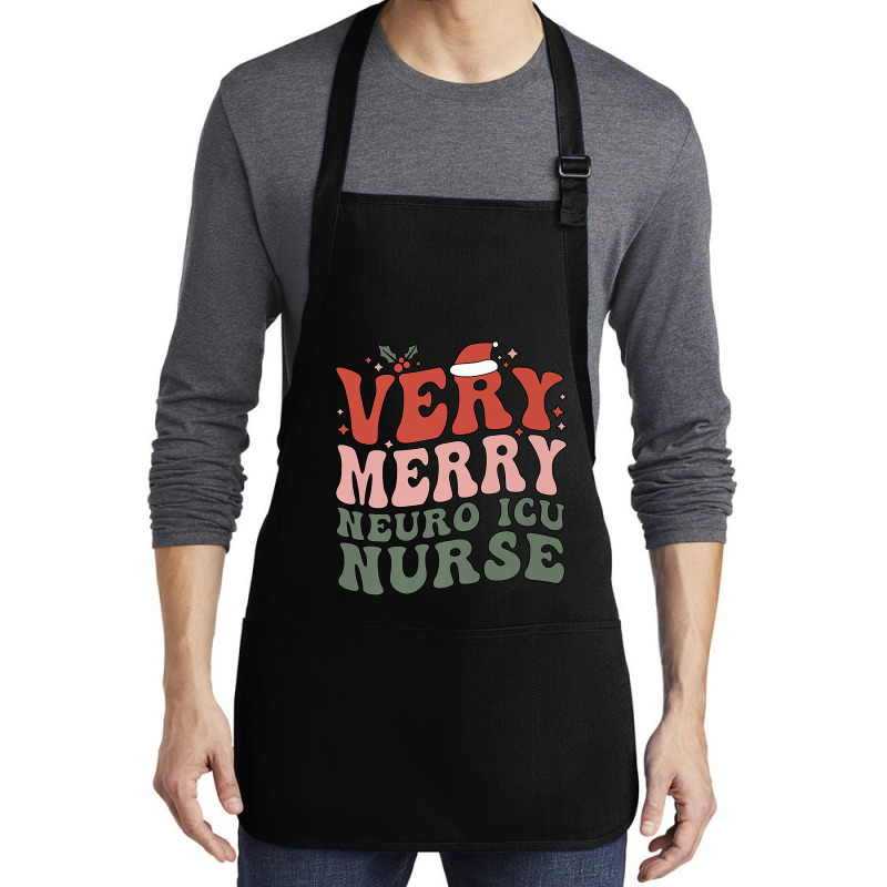 Merry Neuro Icu Nurse Christmas Neuro Icu Nursing Xmas Party Premium T Medium-length Apron | Artistshot