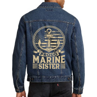 Marine Sister Proud Marine Sister United States Of America Military (2 Men Denim Jacket | Artistshot