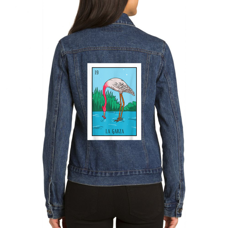 La Garza Lottery Card Gift Heron Card Mexican Lottery Ladies Denim Jacket by StaceyKerry | Artistshot