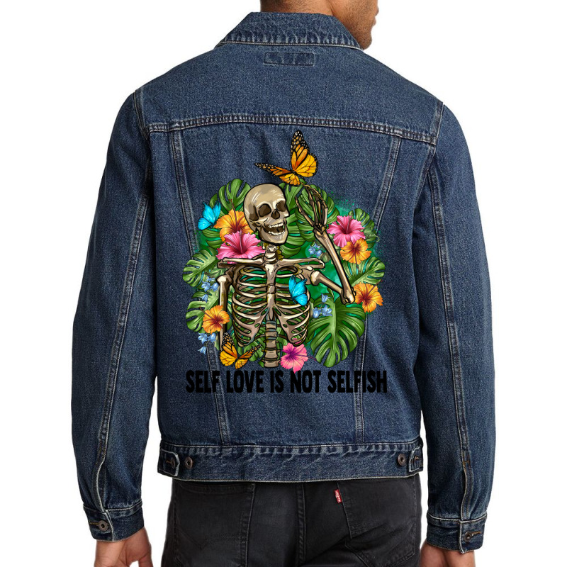 Self Love Is Not Selfısh Skeleton Men Denim Jacket by BarkalooDesign | Artistshot