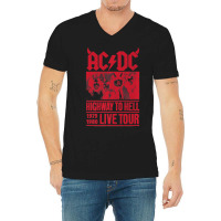 A.c.d.c Highway To Hell Live Tour V-neck Tee | Artistshot