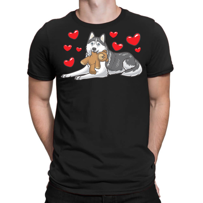 Siberian Husky T  Shirt Siberian Husky Dog With Stuffed Animal T  Shir T-shirt | Artistshot