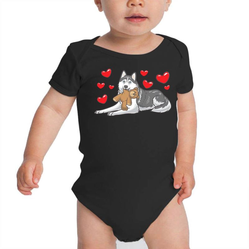 Siberian Husky T  Shirt Siberian Husky Dog With Stuffed Animal T  Shir Baby Bodysuit | Artistshot