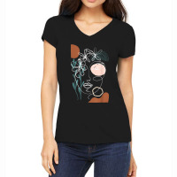 Line Art Face Abstract Art One Line Minimal Women's V-neck T-shirt | Artistshot