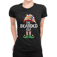 Bearded Elf Lights Funny Matching Family Christmas Party Paj Ladies Fitted T-shirt | Artistshot