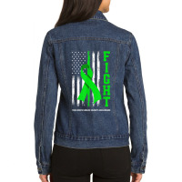 American Us Flag Fight Traumatic Brain Injury Awareness Ladies Denim Jacket | Artistshot