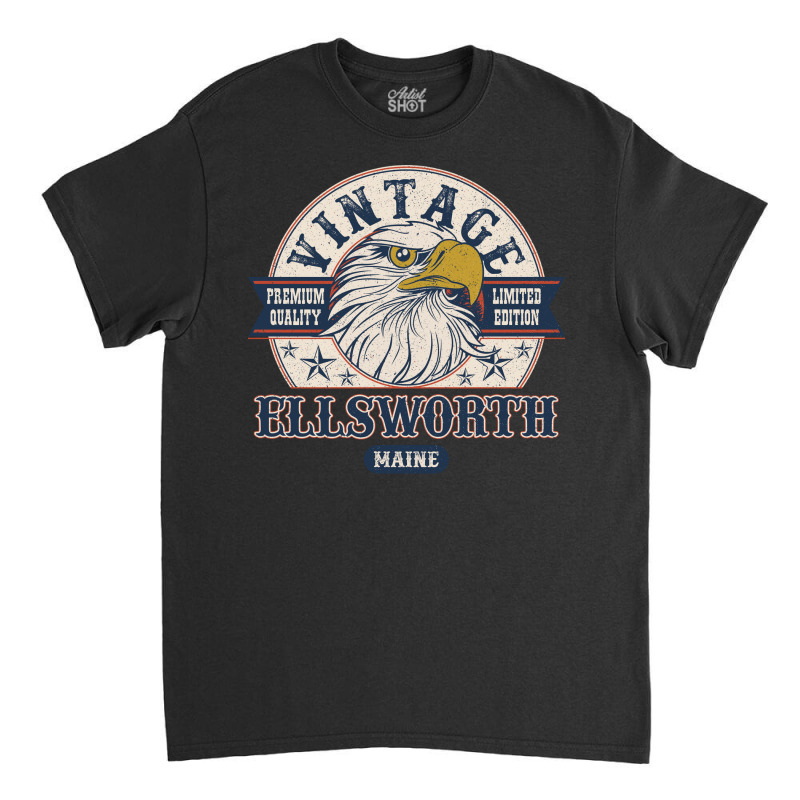 Retro Bald Eagle Ellsworth Maine Vintage Limited Edition Classic T-shirt by Bananamiropera | Artistshot