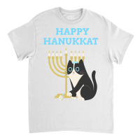 Happy Hanukkat Hanukkah Jewish Cat Kitty Lover Menorah Classic T-shirt | Artistshot