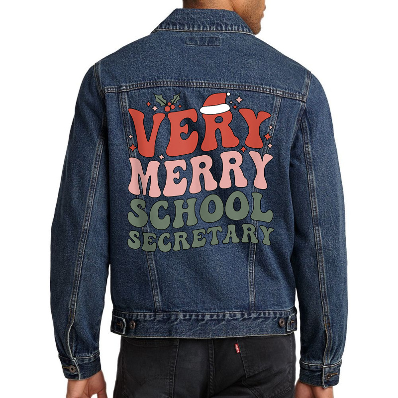 Merry School Secretary Christmas School Secretary Xmas Party Tank Top Men Denim Jacket | Artistshot