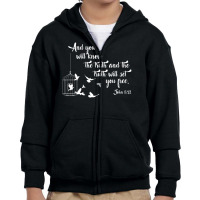 Christian Bible Bird Cage Truth Shall Set You Free Birds Youth Zipper Hoodie | Artistshot