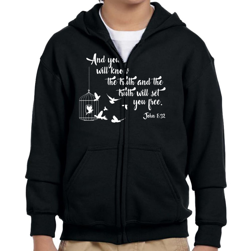 Christian Bible Bird Cage Truth Shall Set You Free Birds Youth Zipper Hoodie | Artistshot