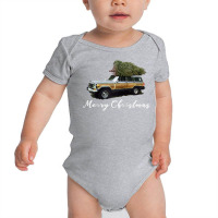 Vintage Surf Wagon Suv Merry Christmas Tree On A Truck Raglan Baseball Baby Bodysuit | Artistshot