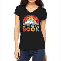 Take A Look It's In A Book Reading Vintage Retro Rainbow T Shirt Women's V-neck T-shirt | Artistshot