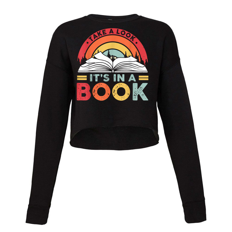 Take A Look It's In A Book Reading Vintage Retro Rainbow T Shirt Cropped Sweater by cm-arts | Artistshot