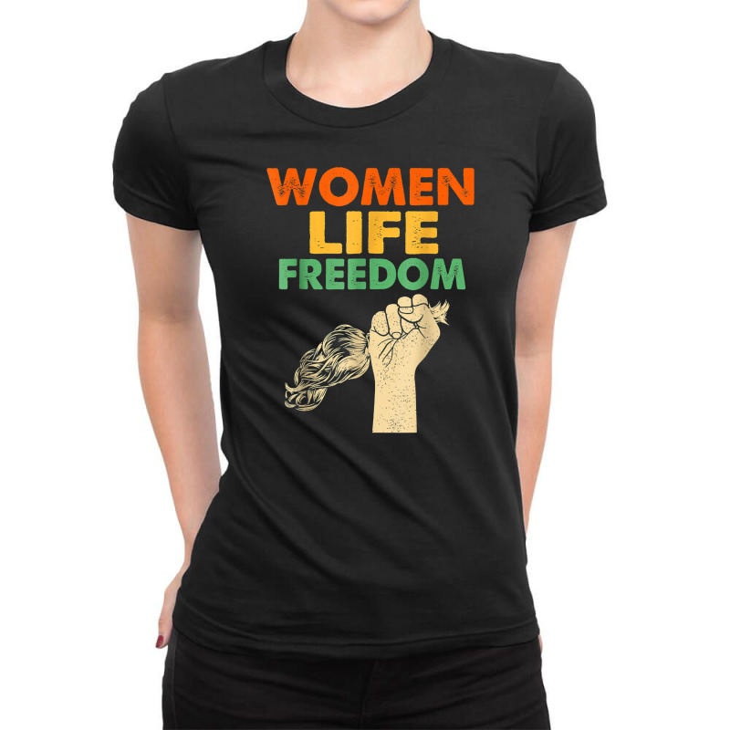 Women Life Freedom Iran Feminist Vintage T Shirt Ladies Fitted T-Shirt by cm-arts | Artistshot