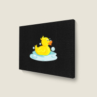 Cute Yellow Duck Rubber Ducky Duckie Bathtub Party Day Landscape Canvas Print | Artistshot