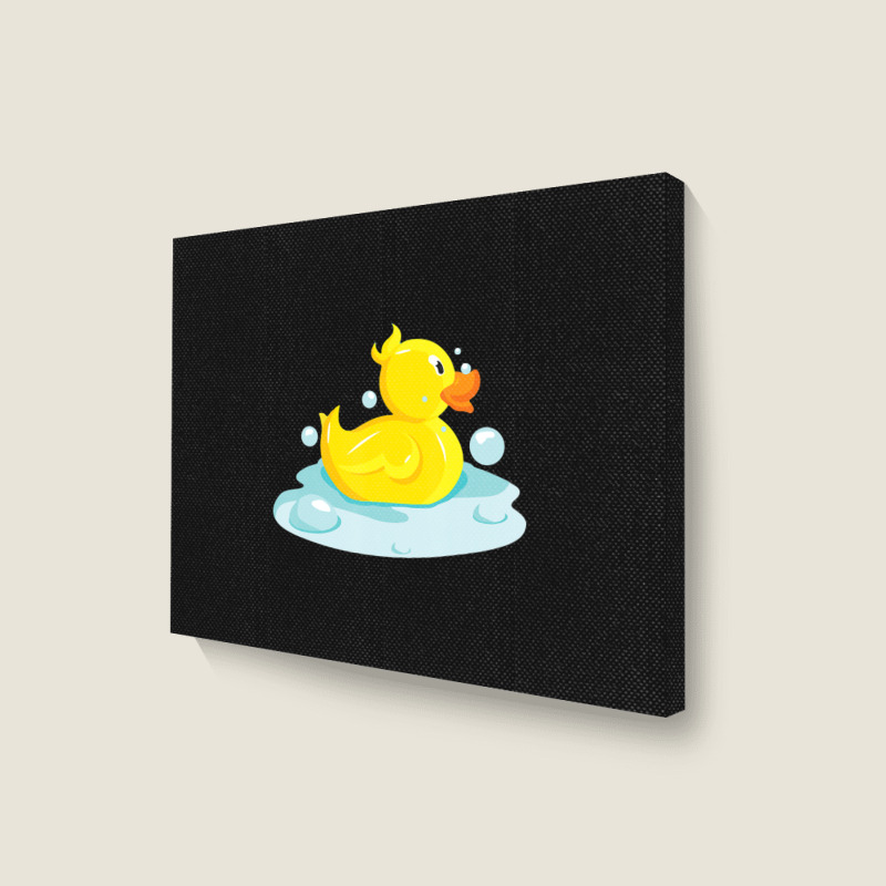 Cute Yellow Duck Rubber Ducky Duckie Bathtub Party Day Landscape Canvas Print | Artistshot