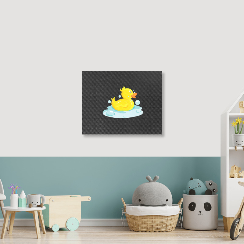 Cute Yellow Duck Rubber Ducky Duckie Bathtub Party Day Landscape Canvas Print | Artistshot