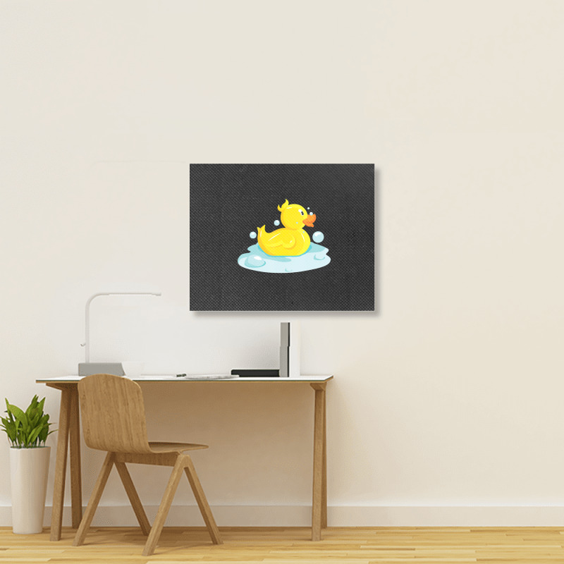 Cute Yellow Duck Rubber Ducky Duckie Bathtub Party Day Landscape Canvas Print | Artistshot