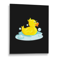 Cute Yellow Duck Rubber Ducky Duckie Bathtub Party Day Metal Print Vertical | Artistshot